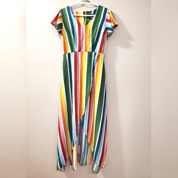 Modcloth x Collectif - 🌈 Rainbow Vertical Stripe Maxi Dress w/ Pockets - Size S - Picture 3 of 11